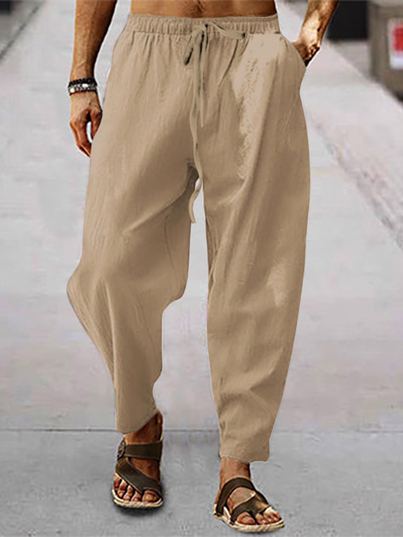 Men's Full Size Drawstring Wide Leg Pants Plus Size