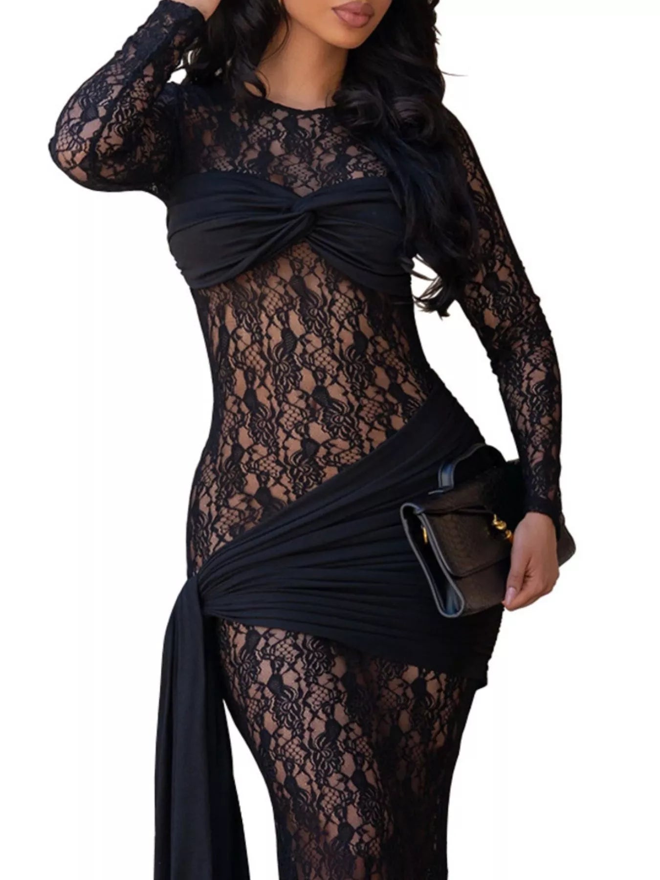 Lace Long Sleeve Maxi Dress