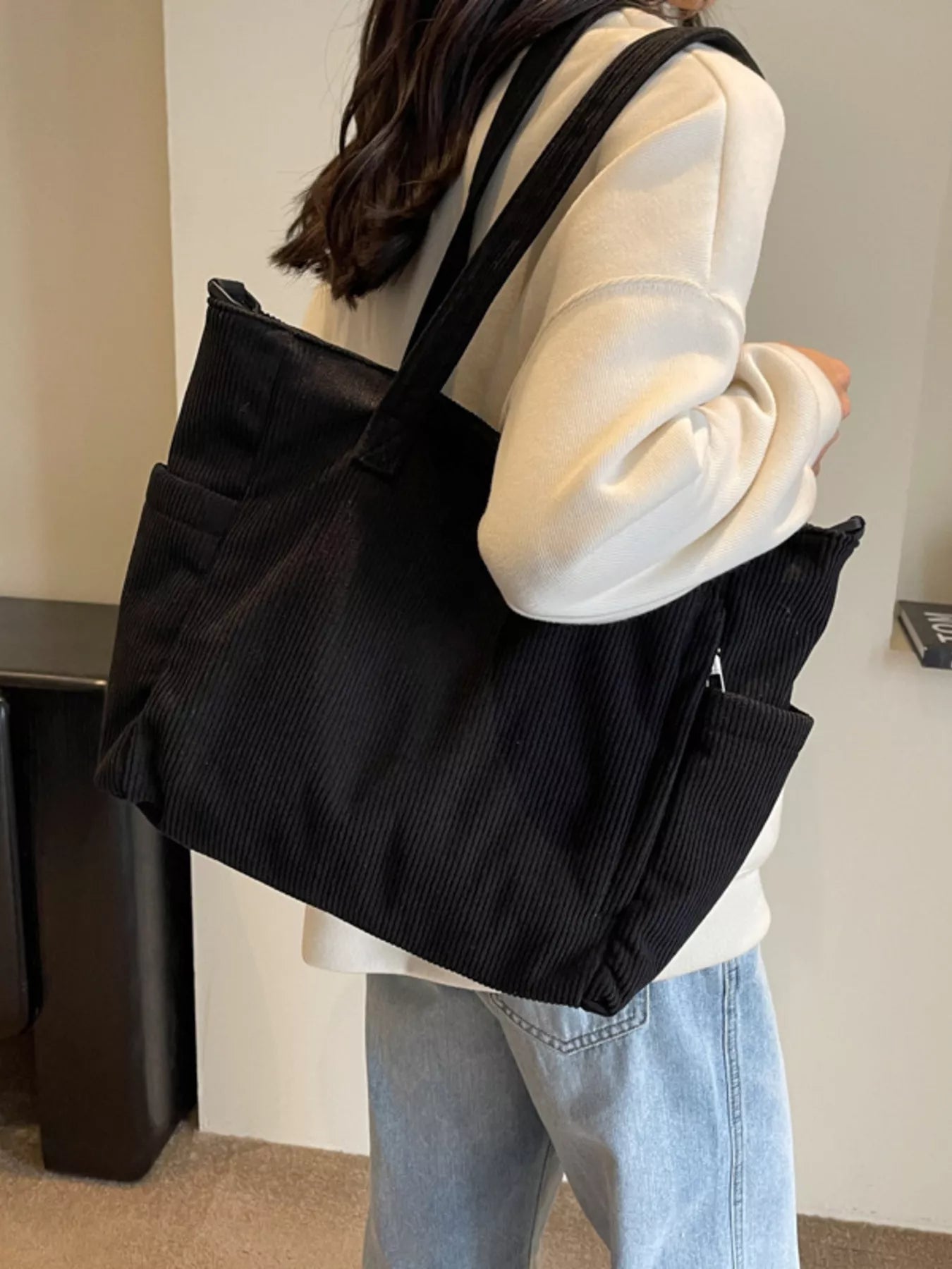 Corduroy Solid Color Handbag