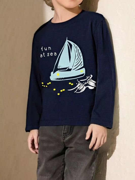 Children's Fun at Sea Graphic Long Sleeve T-Shirt