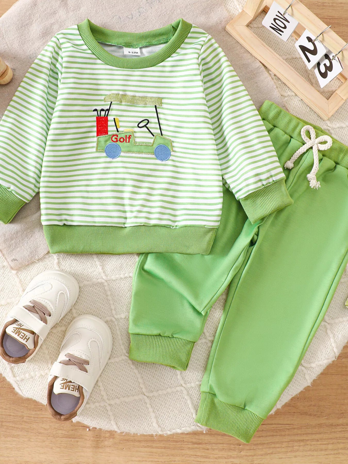 Children's Golf Cart Striped Top and Pants Set