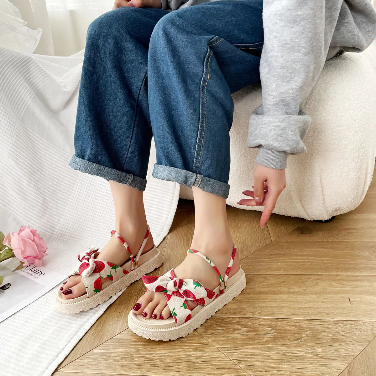 Bow Open Toe Platform Sandals
