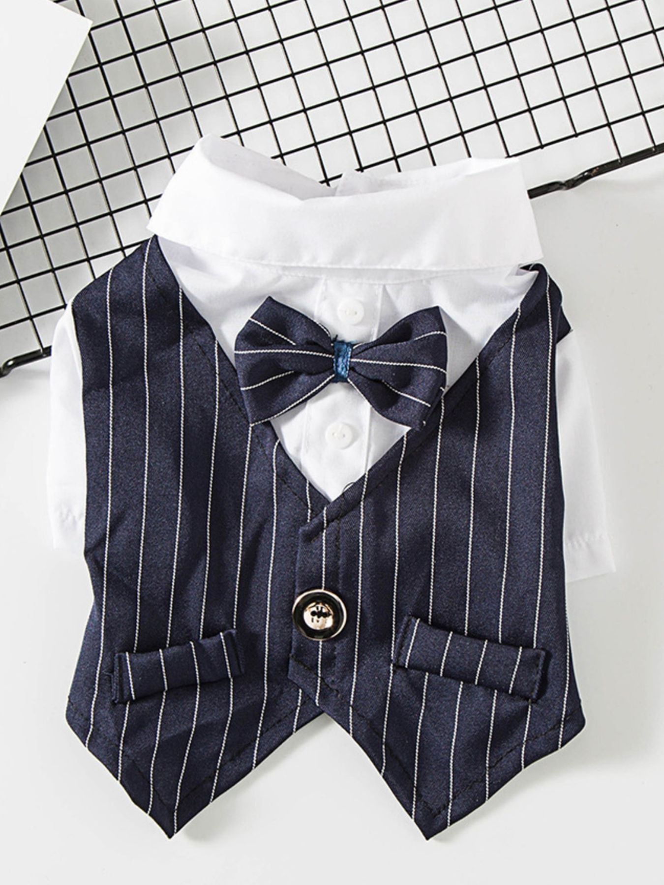 Striped Bow Tie Pet Blazer