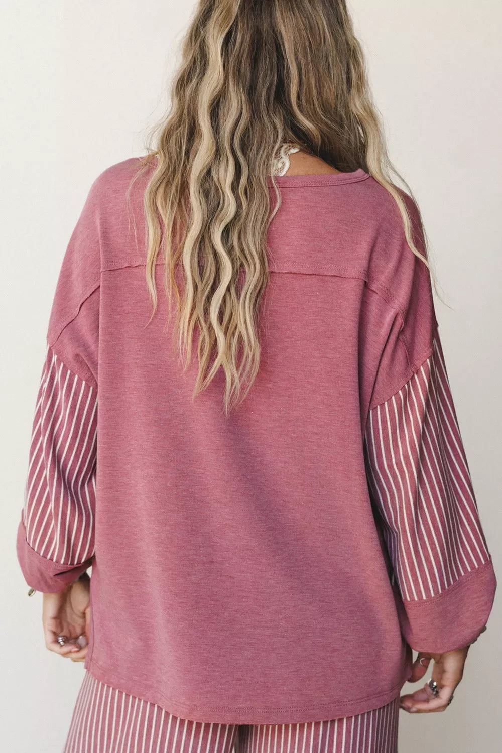 Rae Edge Patchwork Long Sleeve Top and Pocket Casual Pants Set