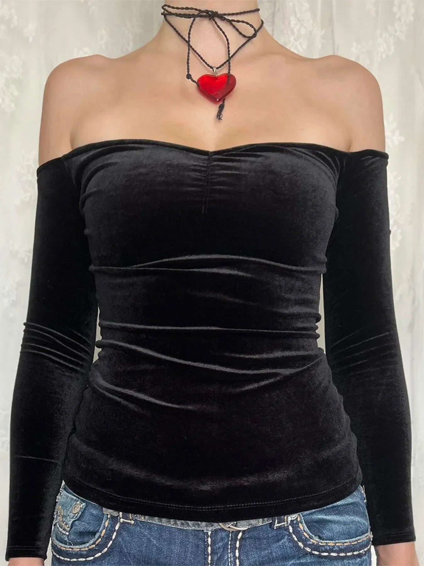 Off-Shoulder Long Sleeve Top