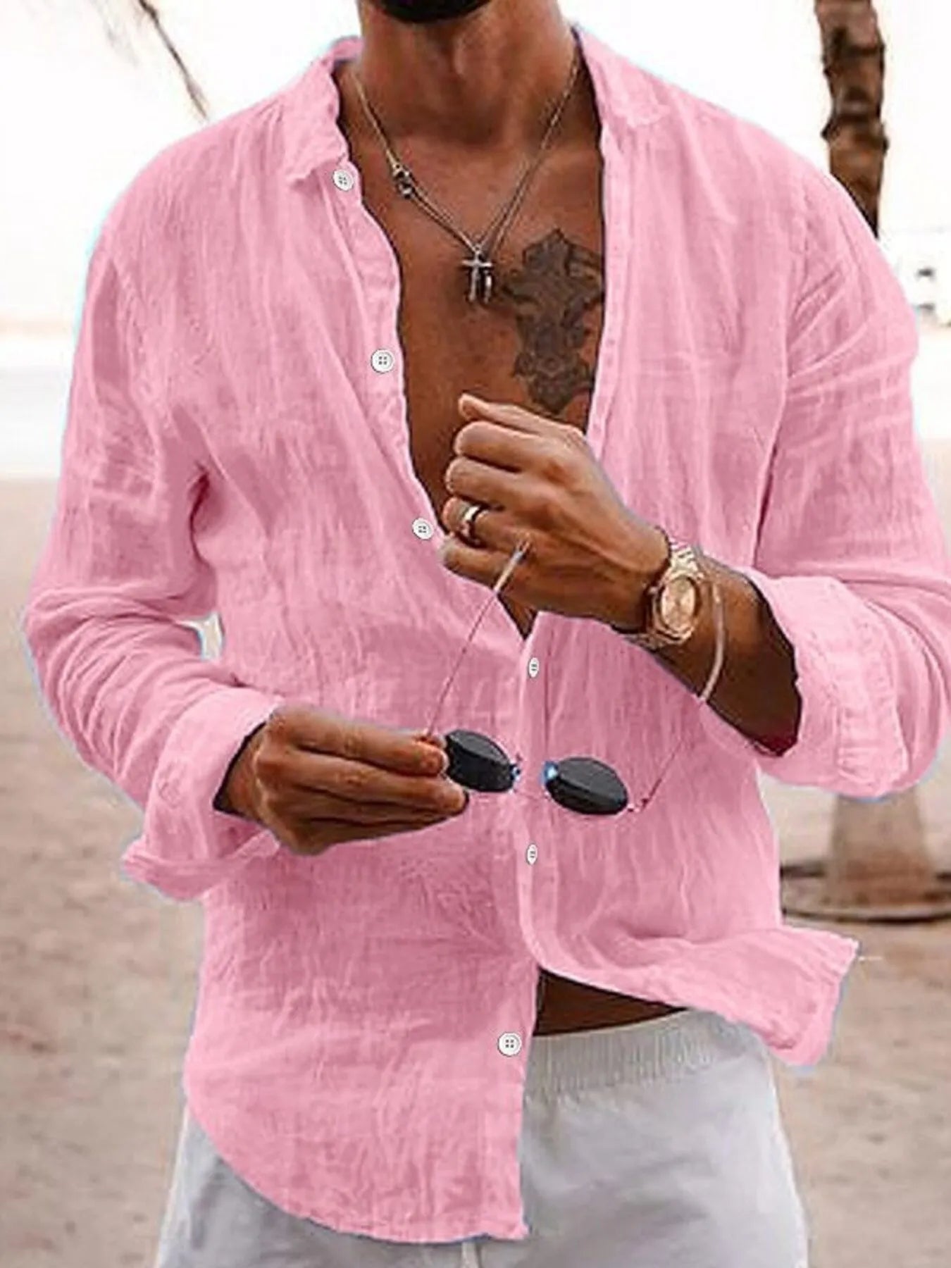 Men's Full Size Button Up Long Sleeve Shirt Plus Size