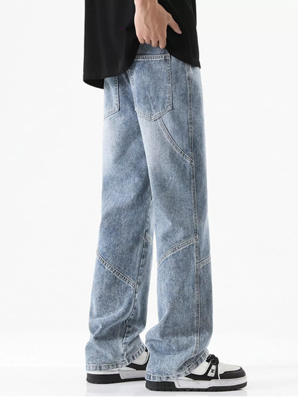 Men's Full Size Drawstring Wide Leg Jeans Plus Size