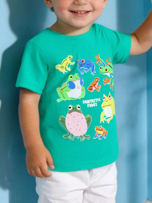 Children's Frog Print Short Sleeve T-Shirt