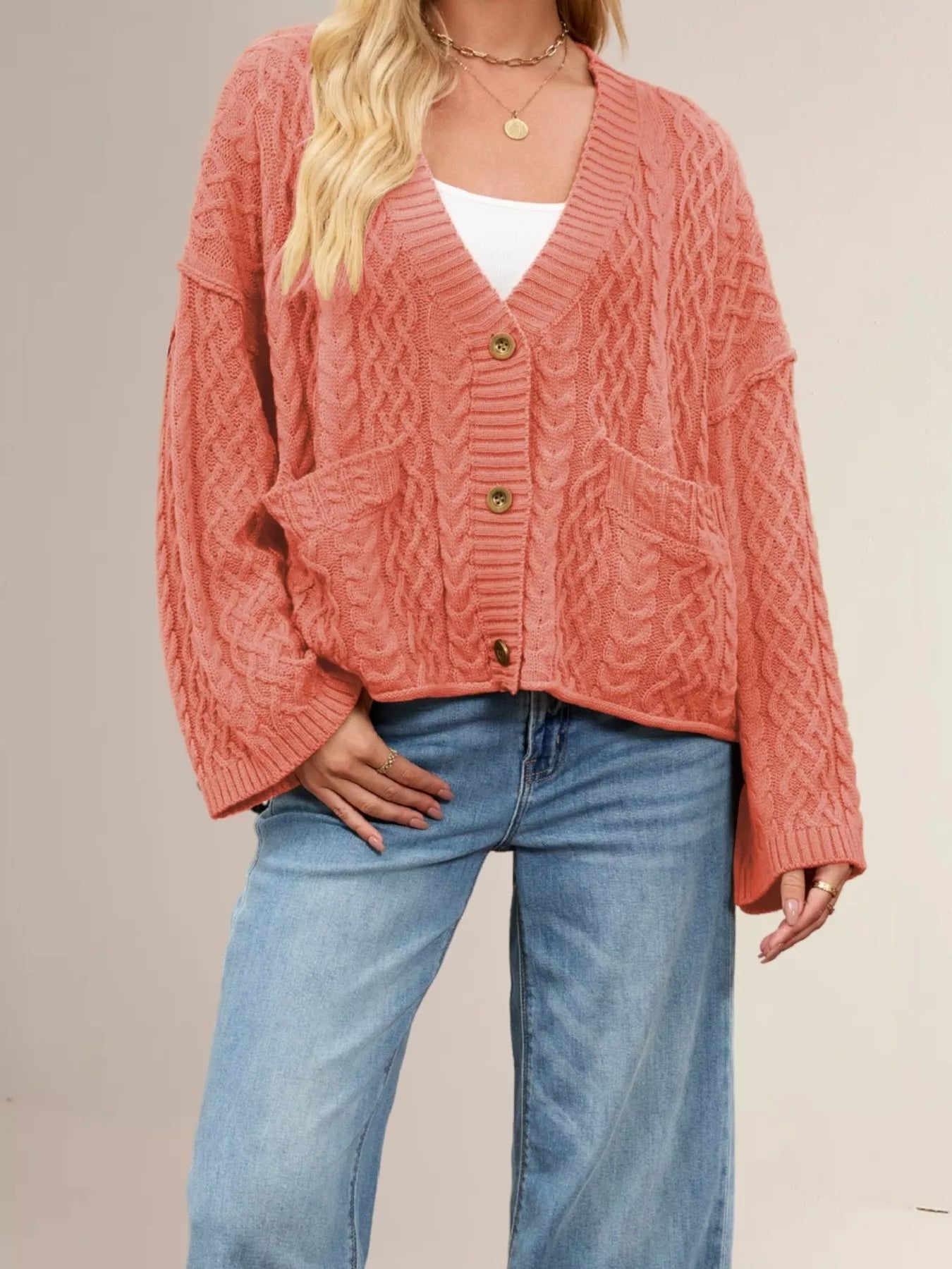 Cozy Cable Knit Cardigan with Pockets