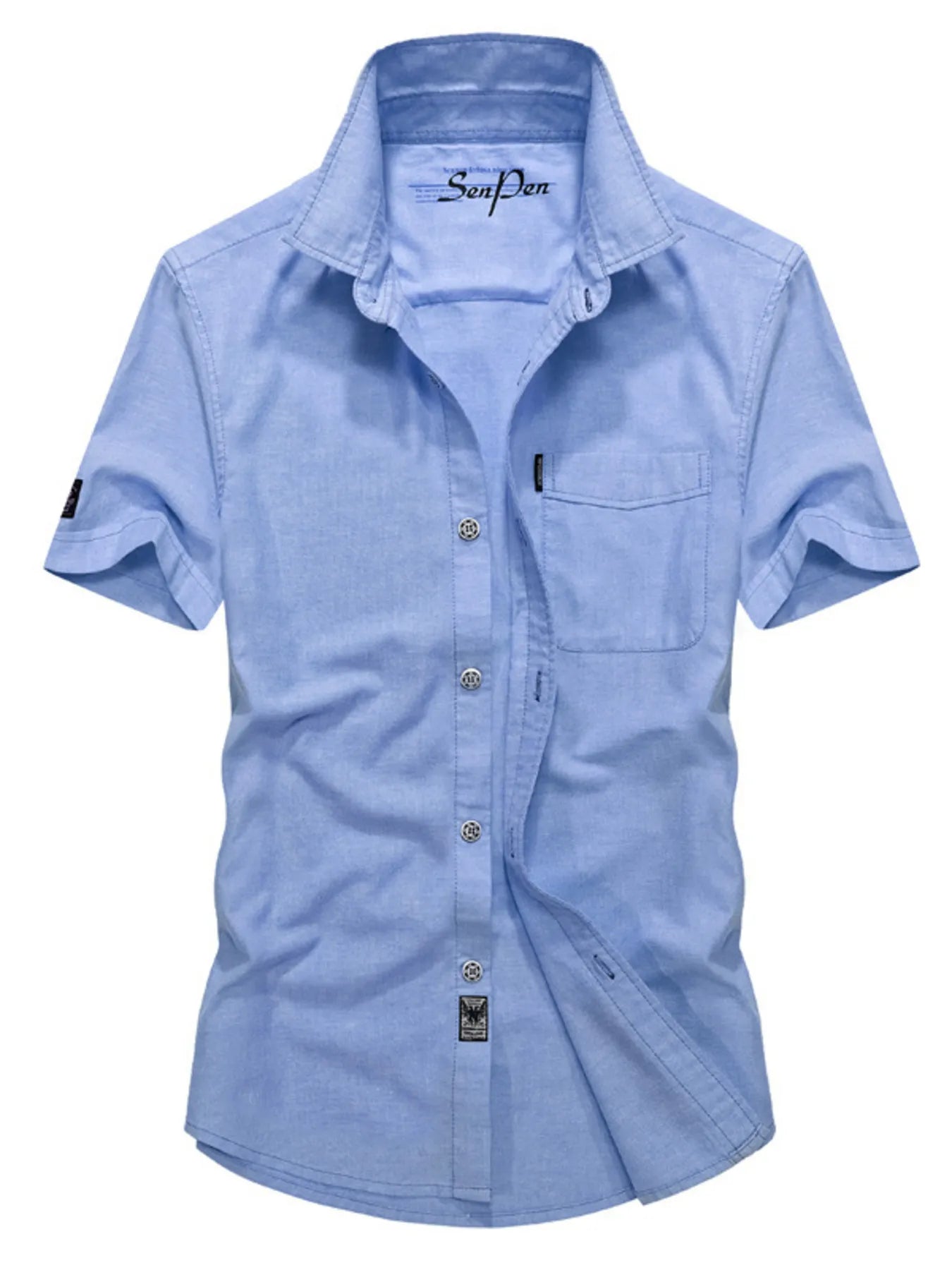 Men's Plus Size Casual Short Sleeve Button-Down Shirt
