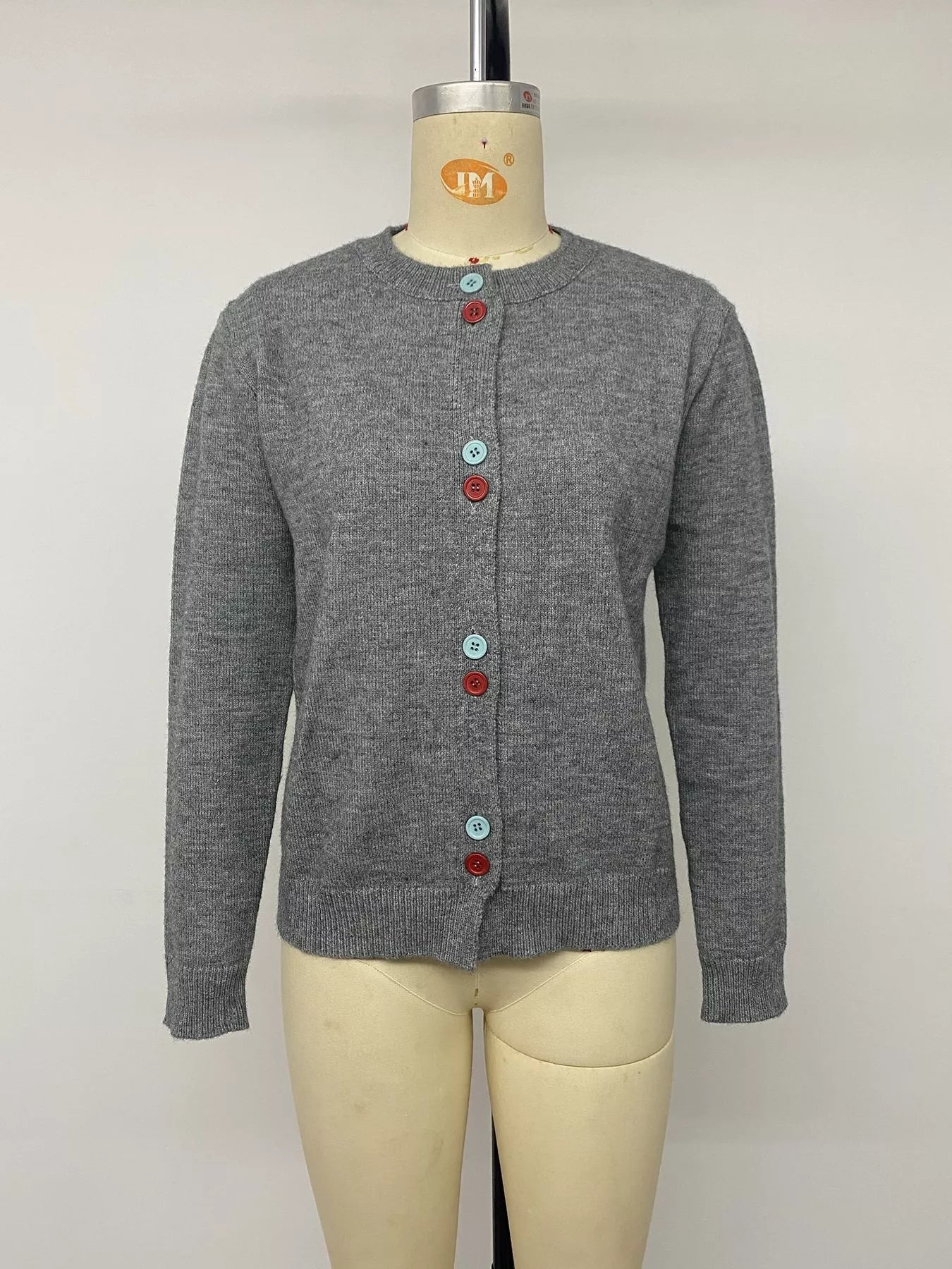 Contrast Button Long Sleeve Cardigan