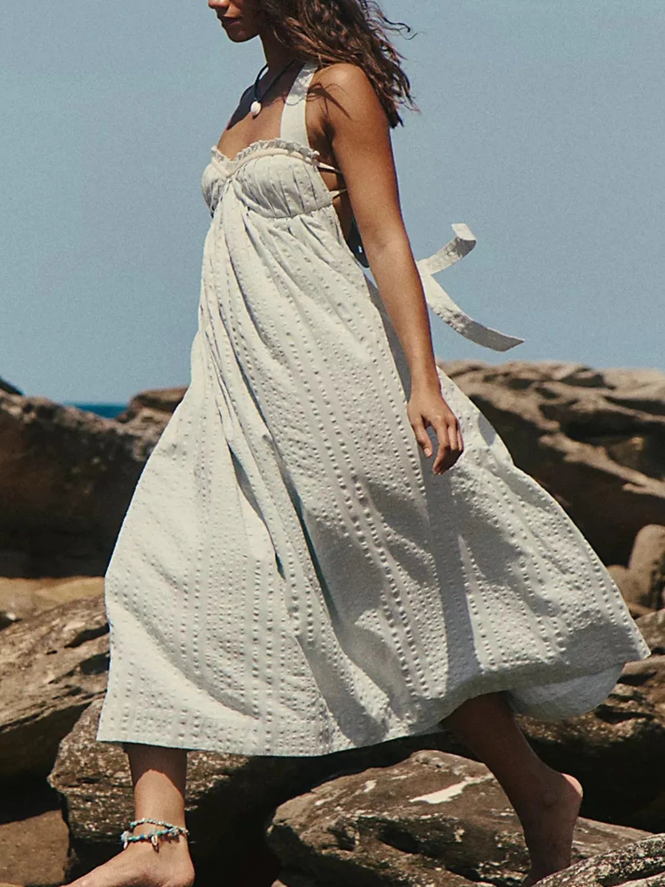 Sweetheart Neck Midi Dress