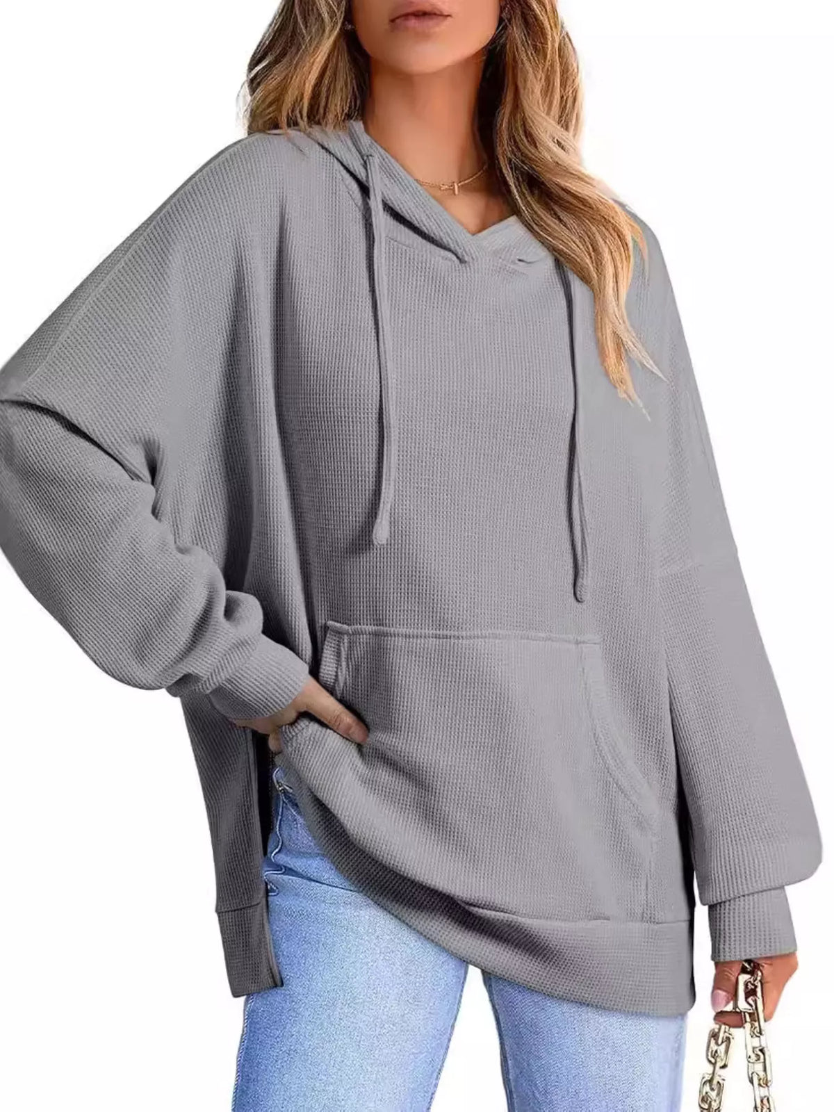 High-Low Hoodie with Kangaroo Pocket