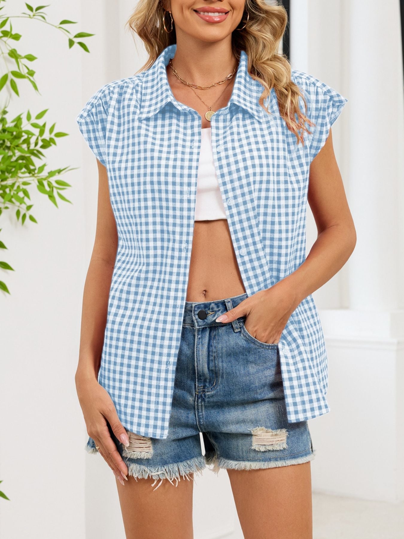 Gingham Button-Down Shirt