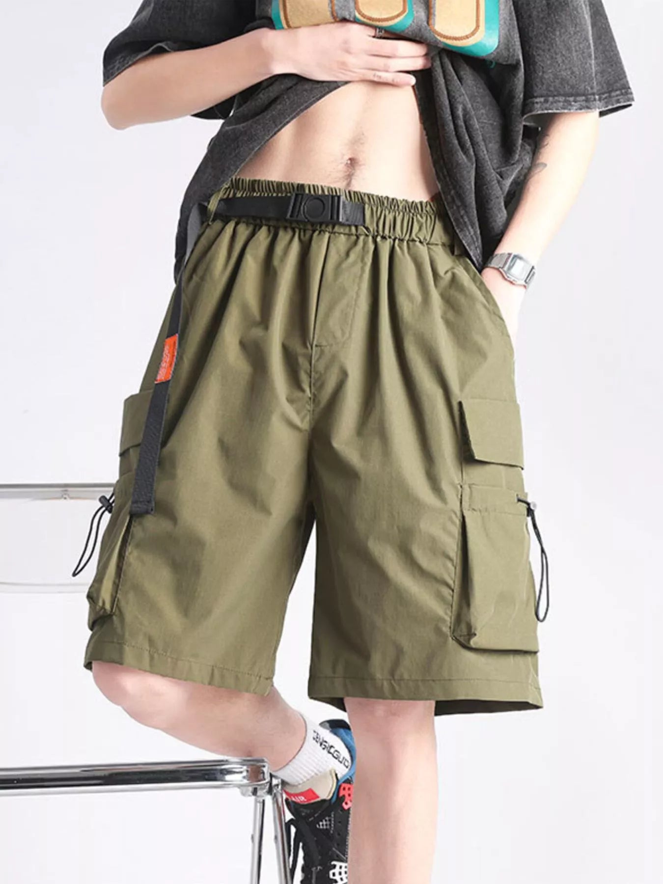 Men 's Full Size Multi-Pocket Relaxed Fit Cargo Shorts Plus Size