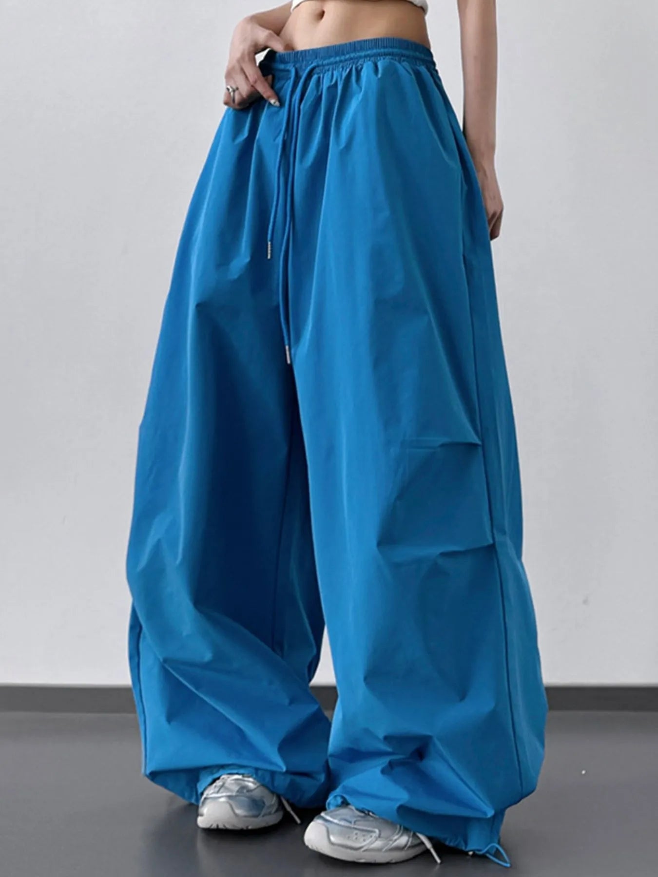 Letter Back Wide Leg Drawstring Pants