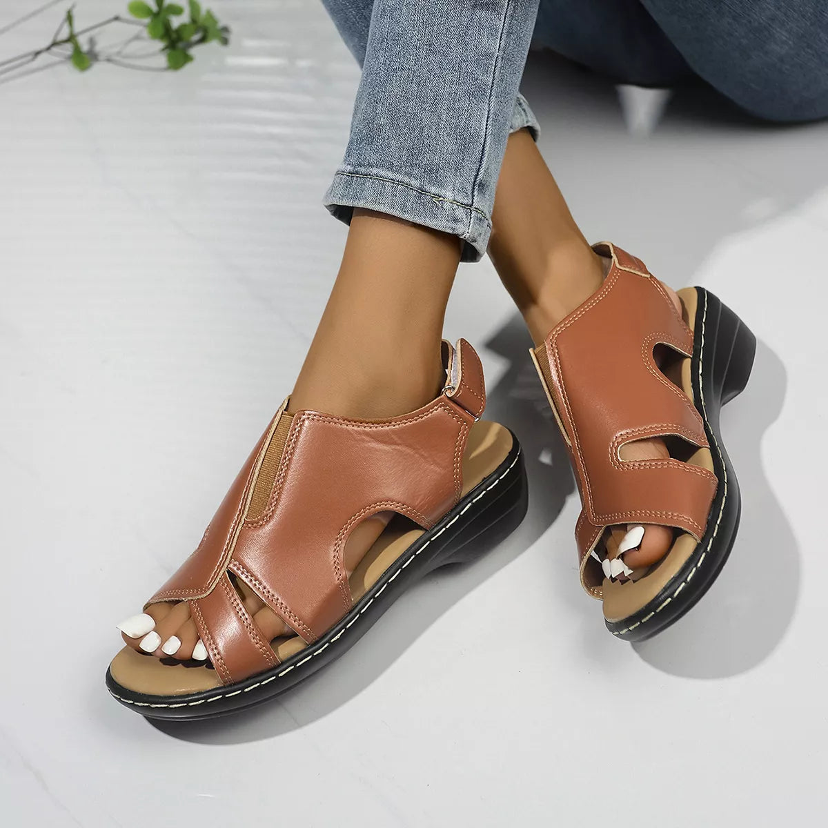 Peep Toe Wedge Sandals