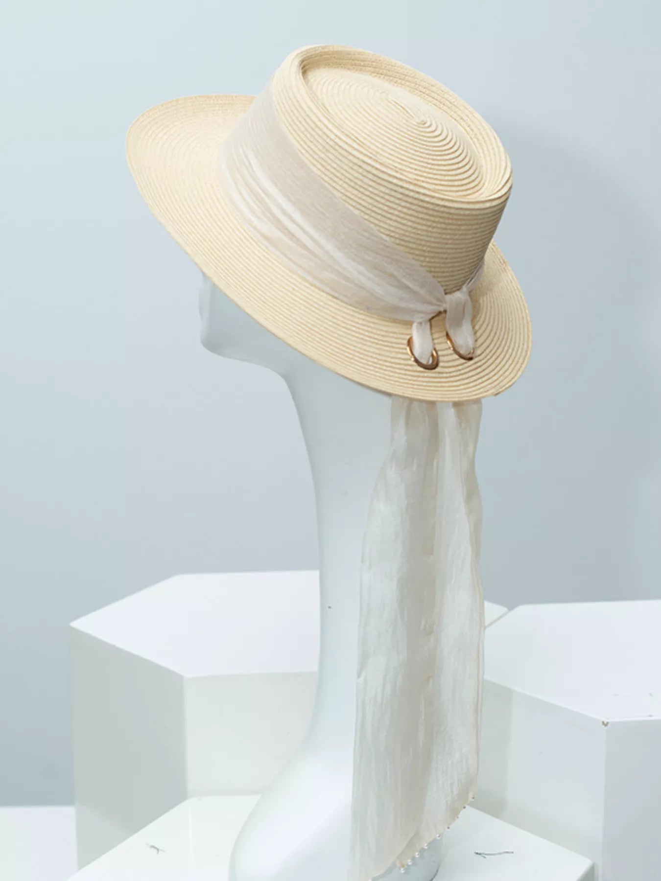 Ribbon Accent Straw Sun Hat