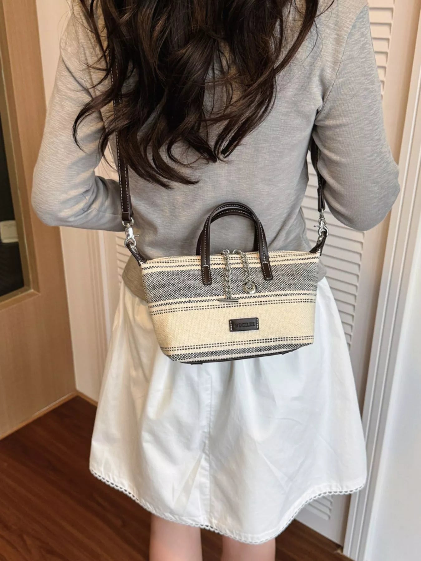Striped Canvas Crossbody Bag