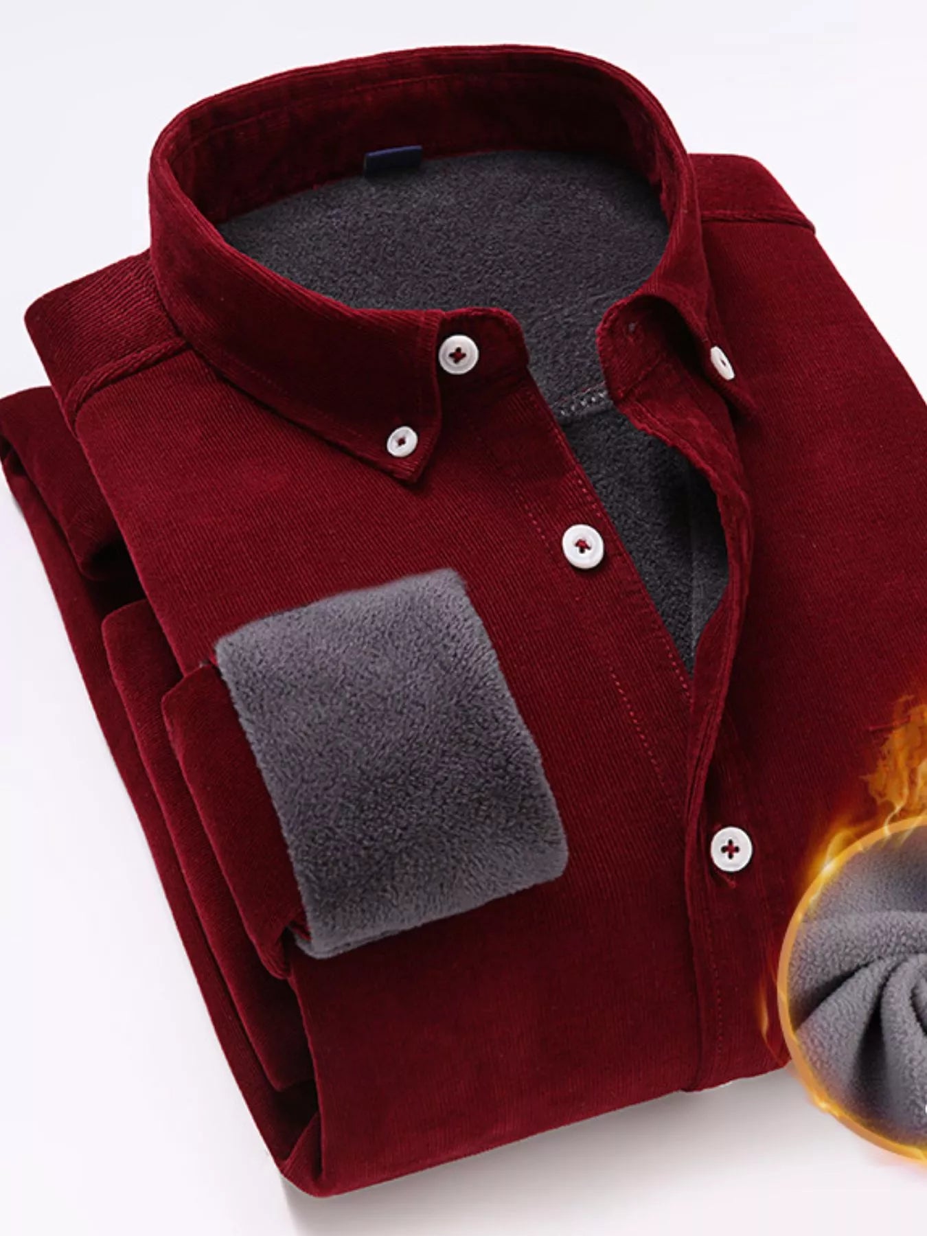 Men's Full Size Casual Corduroy Button-Down Shirt Plus Size