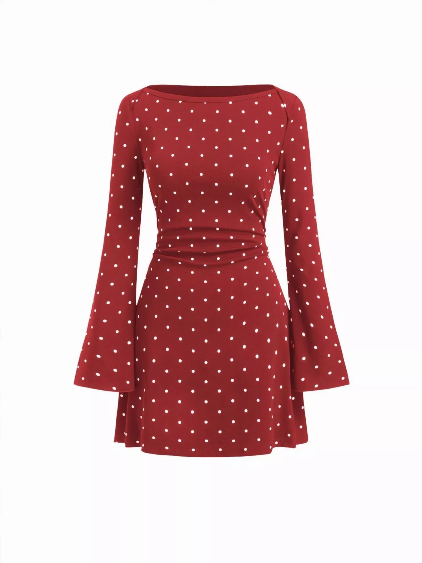 Polka Dot Flare Sleeve Mini Dress