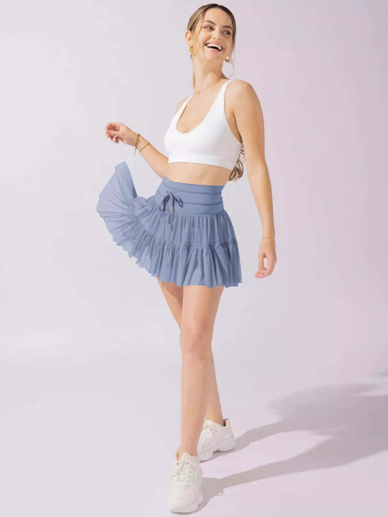 Tiered Skort with Drawstring