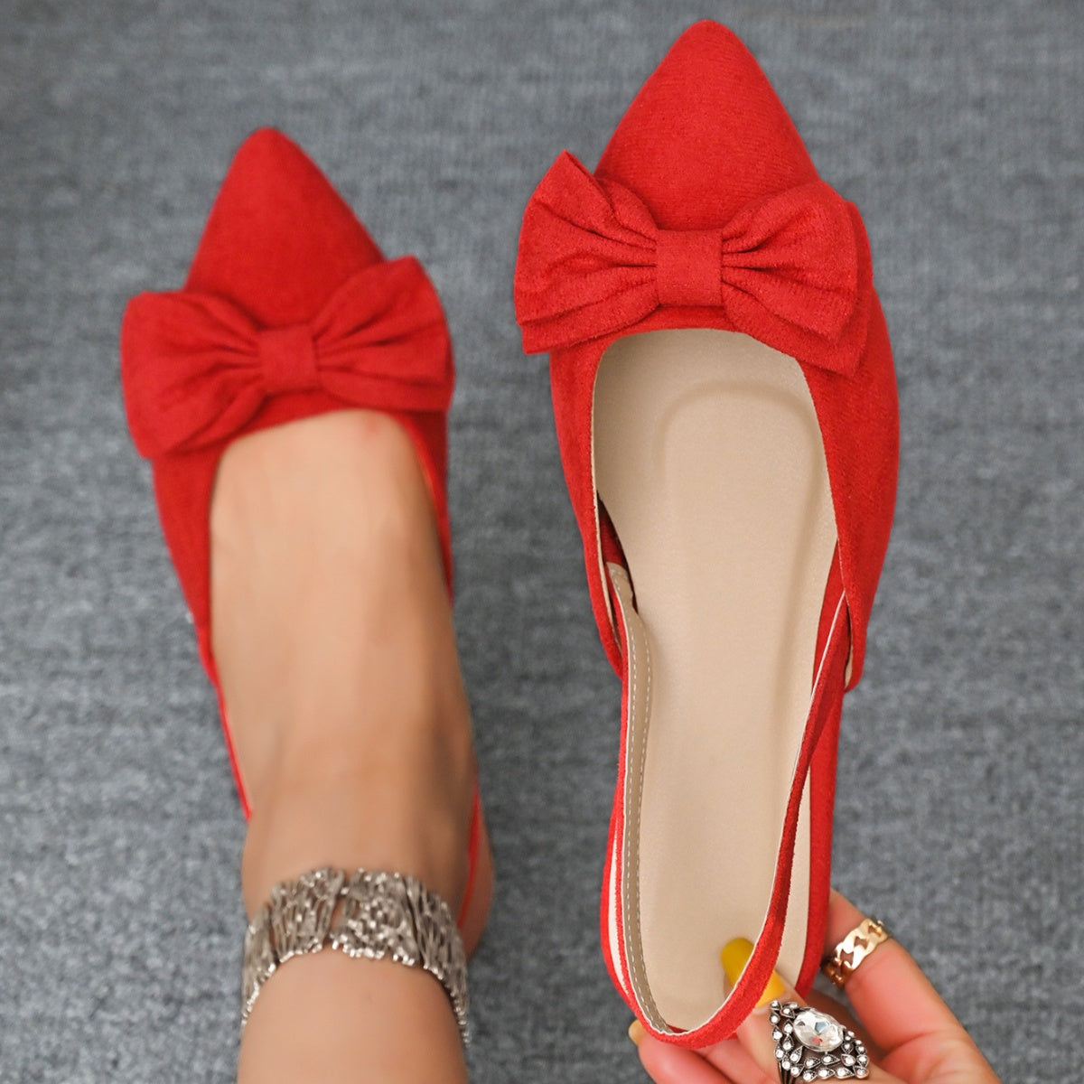 Bow-Decorated Slingback Sandals