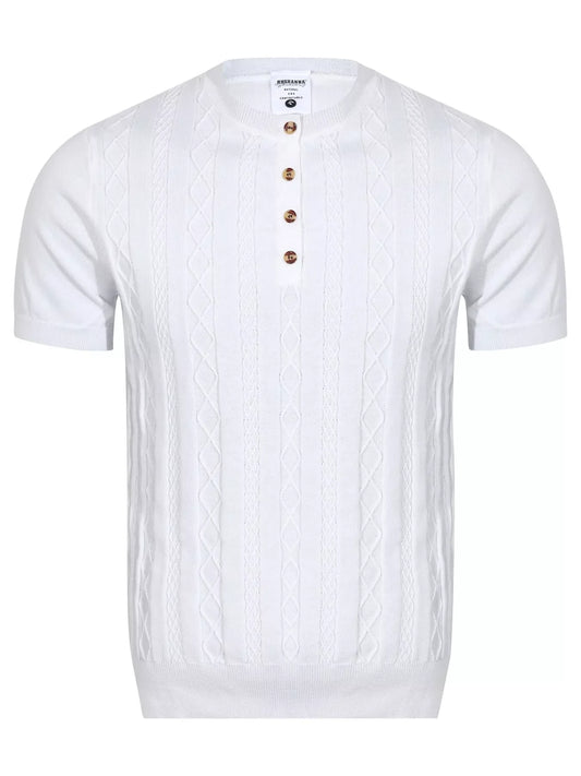 Men's Cable Knit Short Sleeve Knit Top