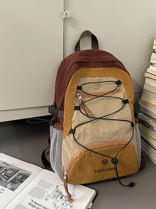 Color Block Lightweight Backpack Bag