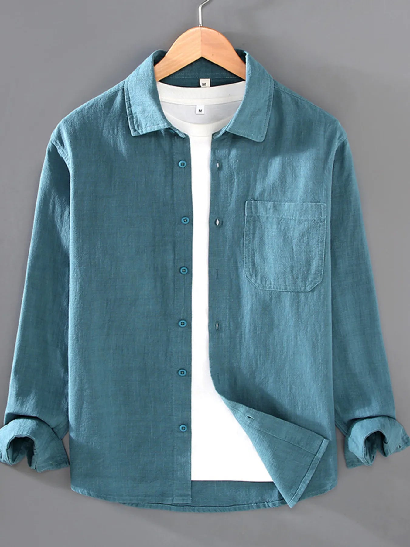 Men's Plus Size Button Up Long Sleeve Shirt