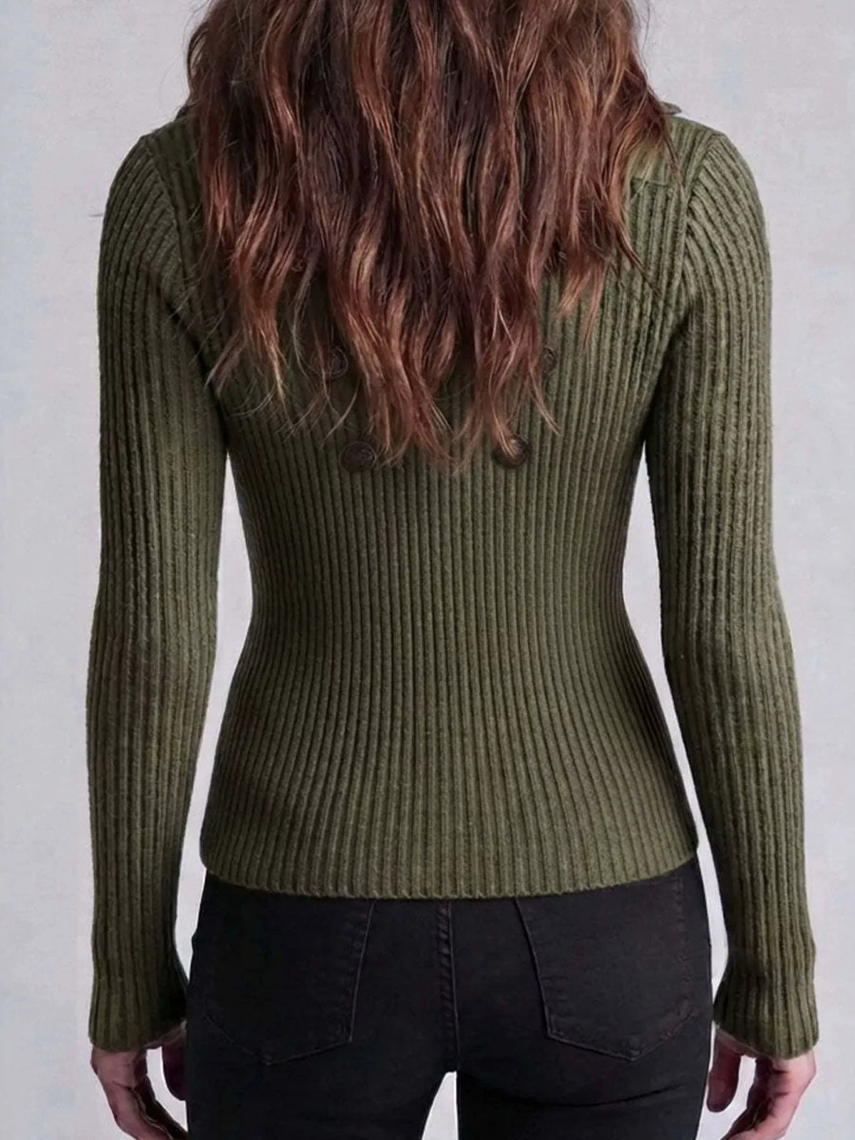 Ribbed Knit Zip-Up Cardigan