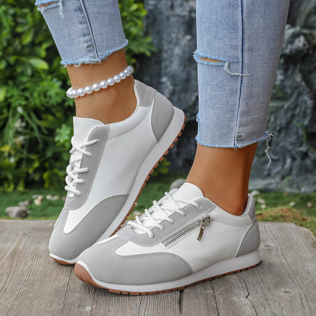 Round Toe Lace Up Sneakers