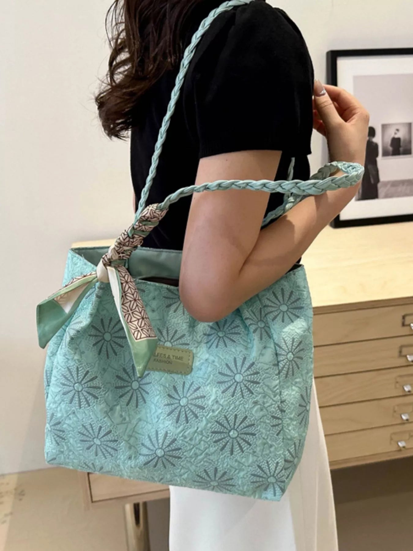Braided Handle Tote Bag