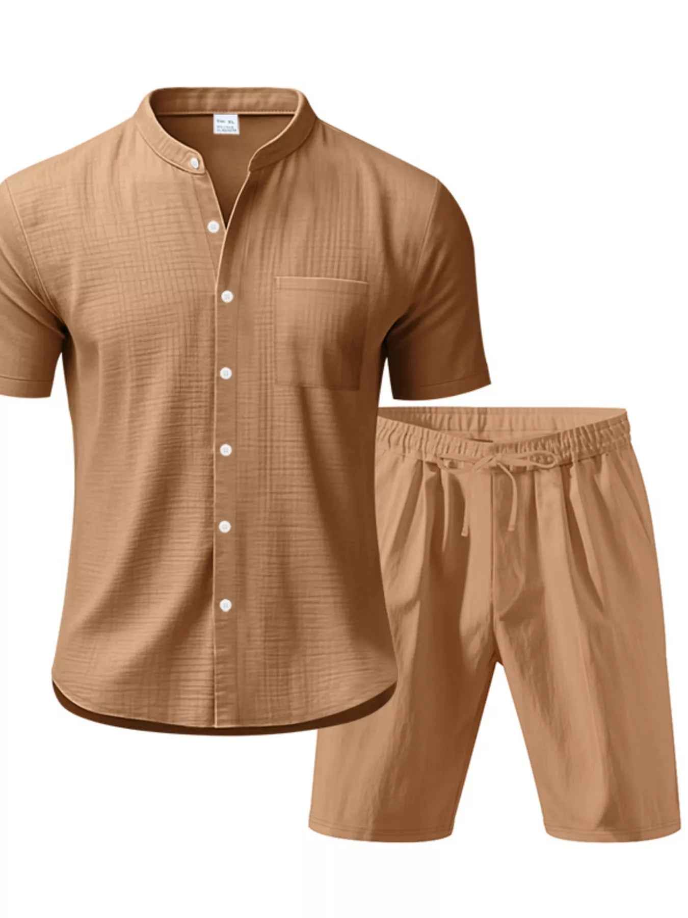 Men's Full Size Casual Short Sleeve Shirt and Shorts Set Plus Size