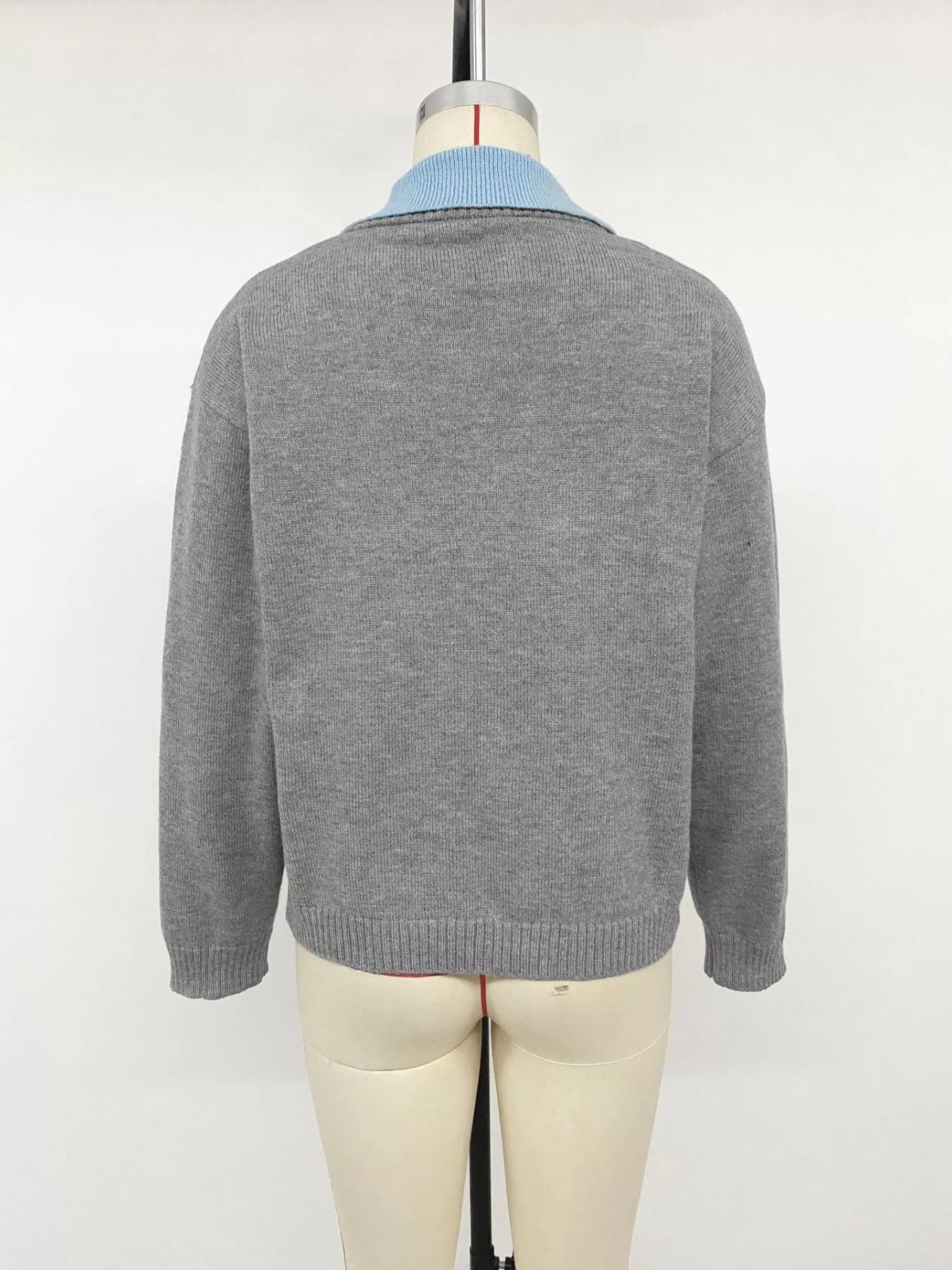 Contrast Collar Dropped Shoulder Sweater