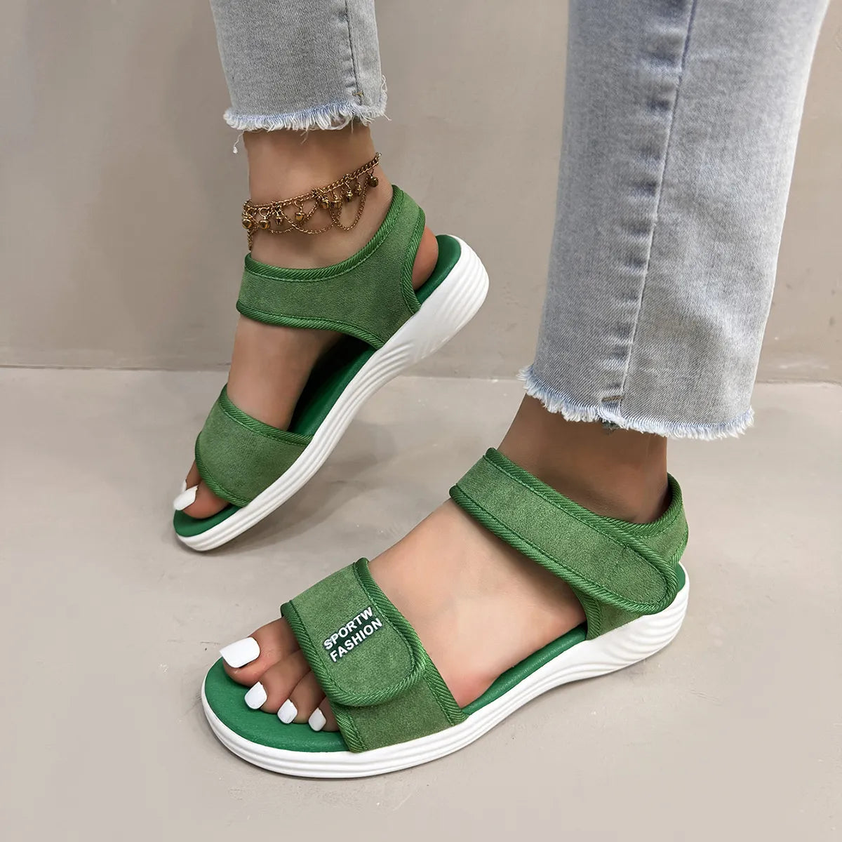 Velcro Strap Open Toe Sandals