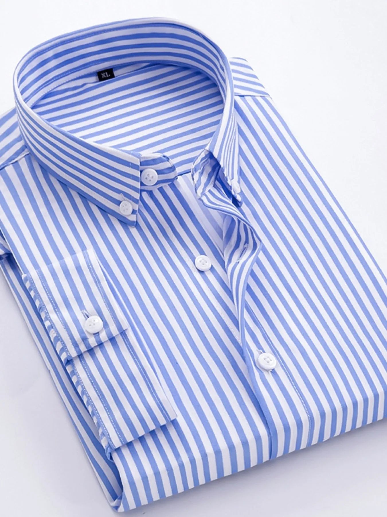 Men's Plus Size Striped Button Up Long Sleeve Shirt