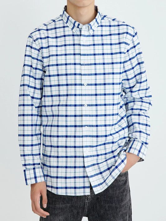 Men's Full Size Plaid Long Sleeve Shirt Plus Size