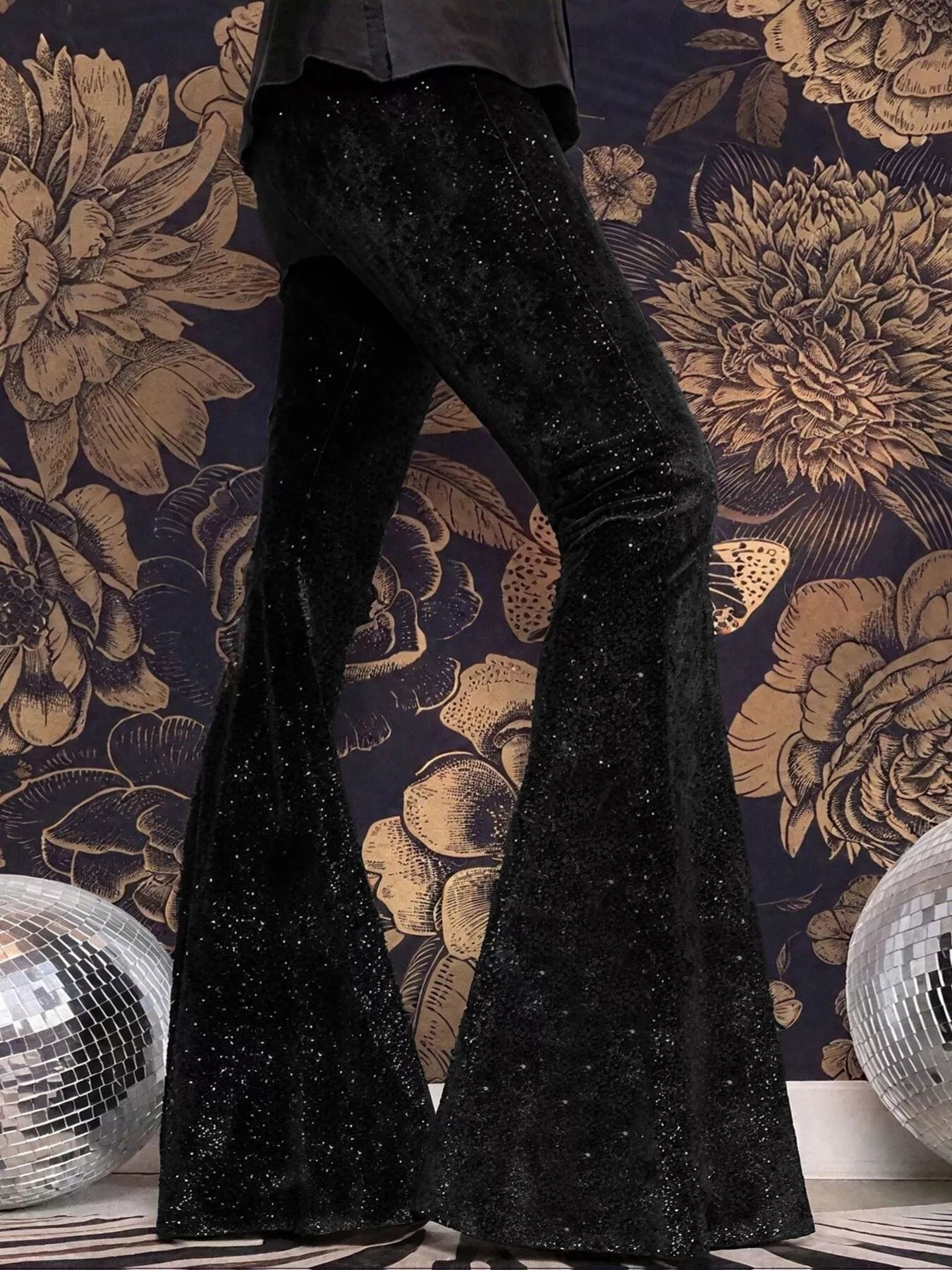 Velvet High Waist Flared Pants