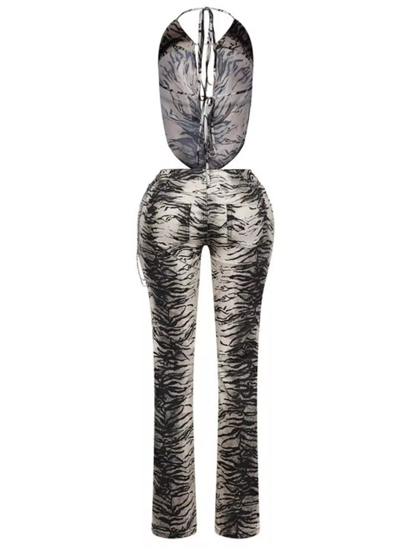 Animal Print Sleeveless Top and Pants Set