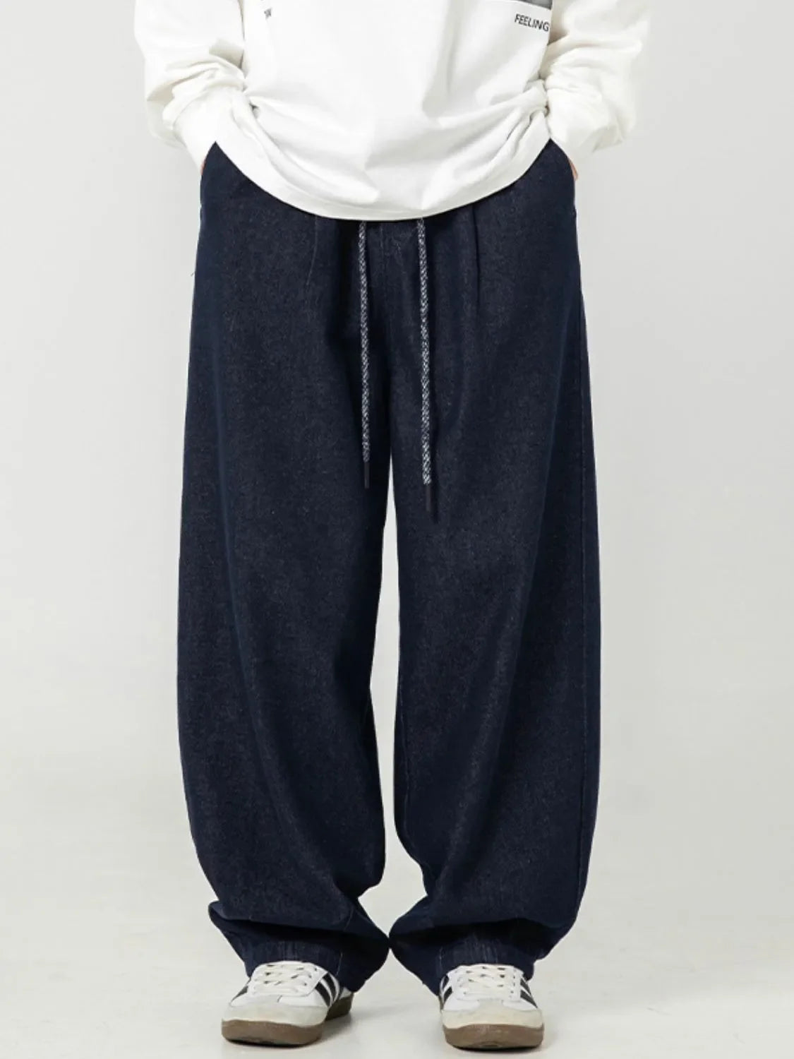 Men's Plus Size Drawstring Loose Fit Jeans