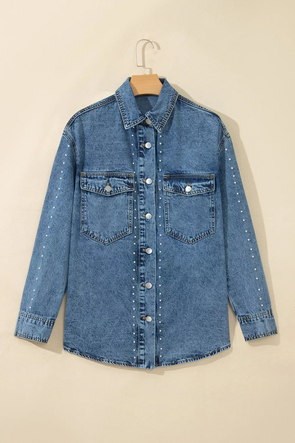 Rivet Embellished Western Style Regular Fit Long Sleeve Denim Jacket