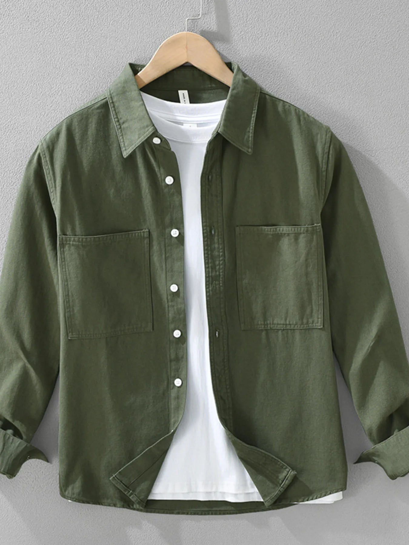 Men's Plus Size Button Detail Long Sleeve Shirt