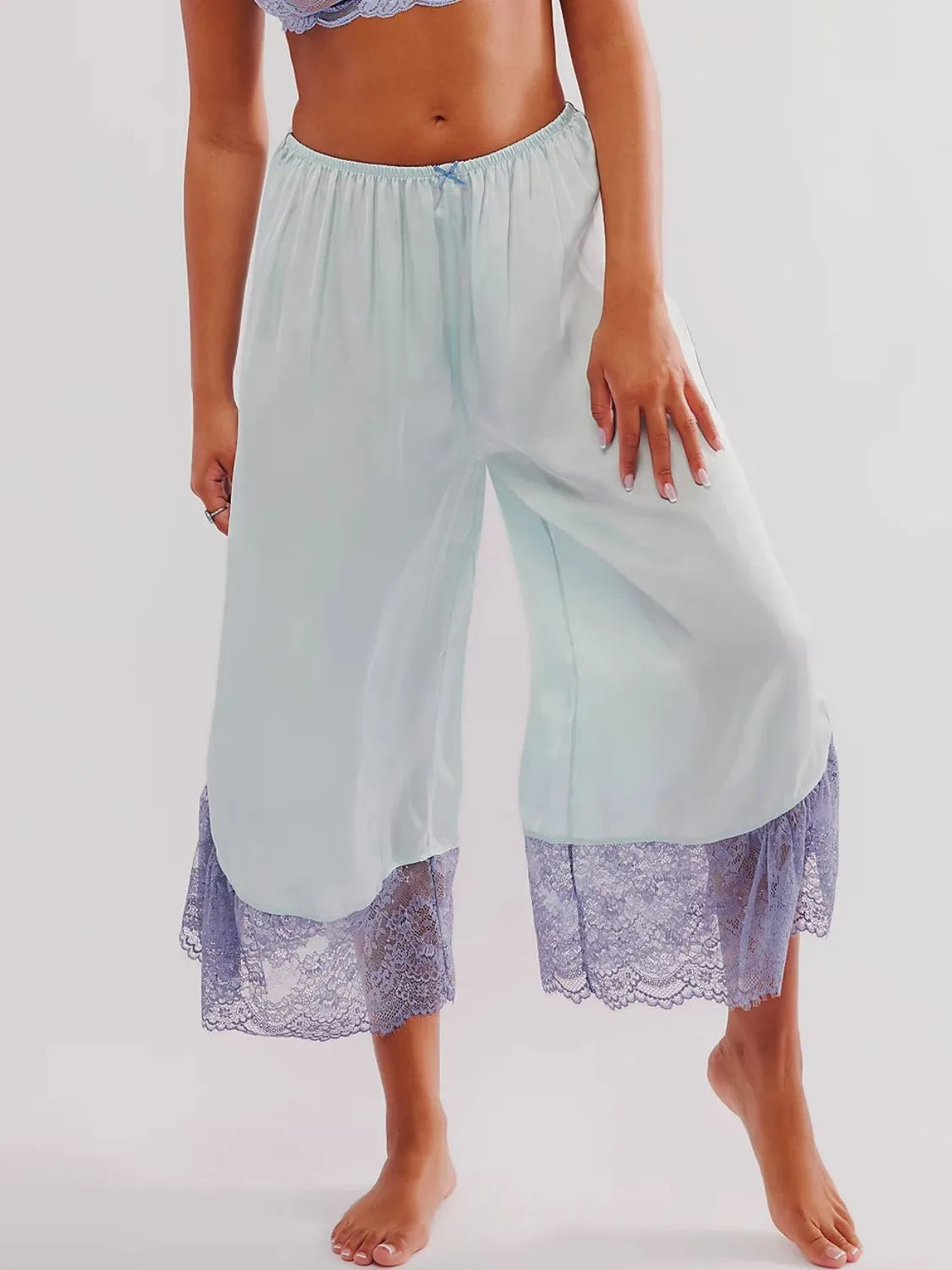 Lace Detail Wide Leg Pants