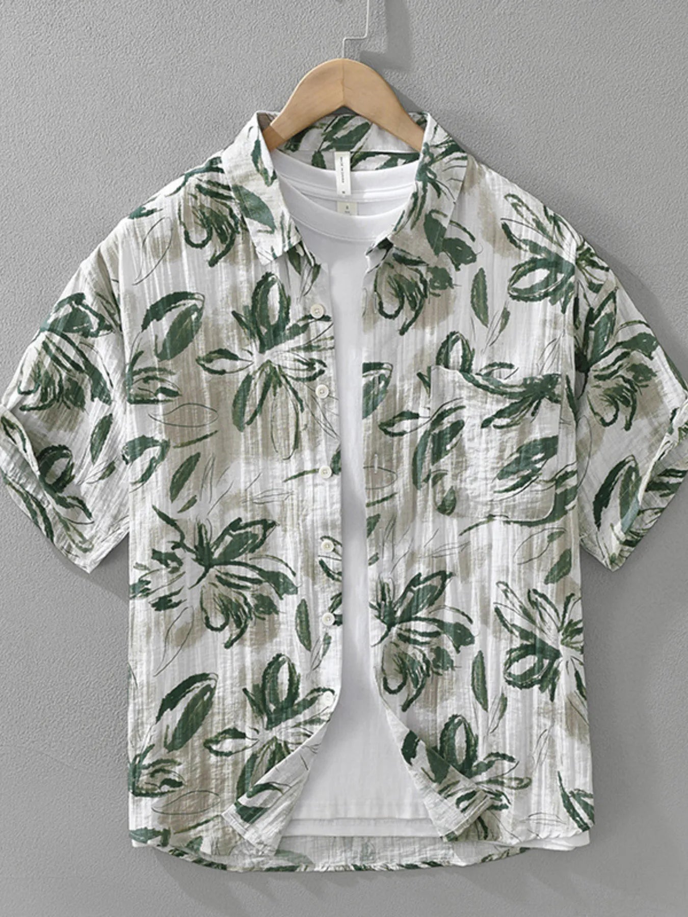 Men's Plus Size Printed Button-Up Casual Shirt