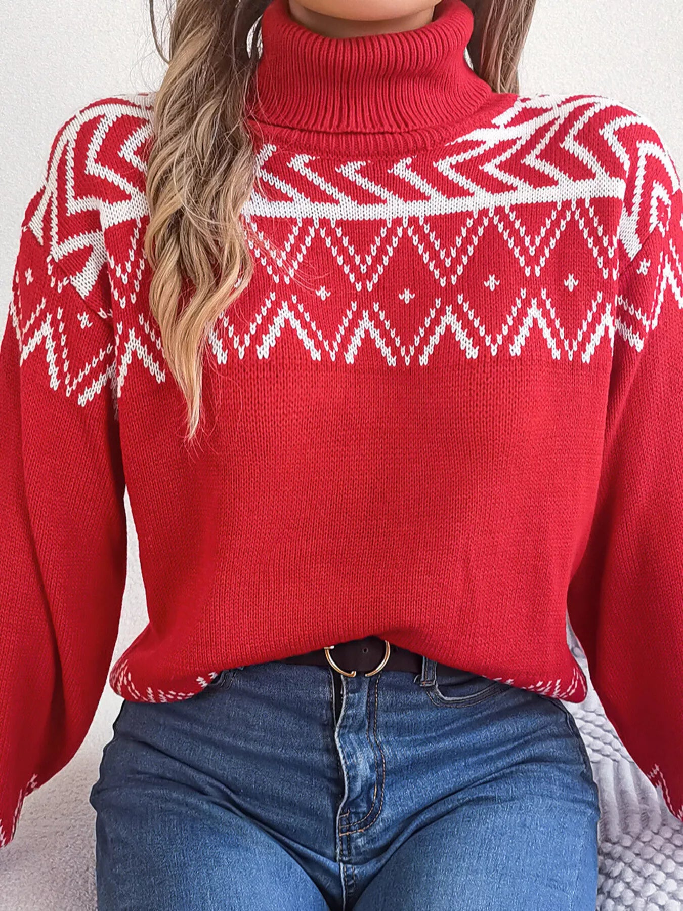 Turtleneck Dropped Shoulder Sweater
