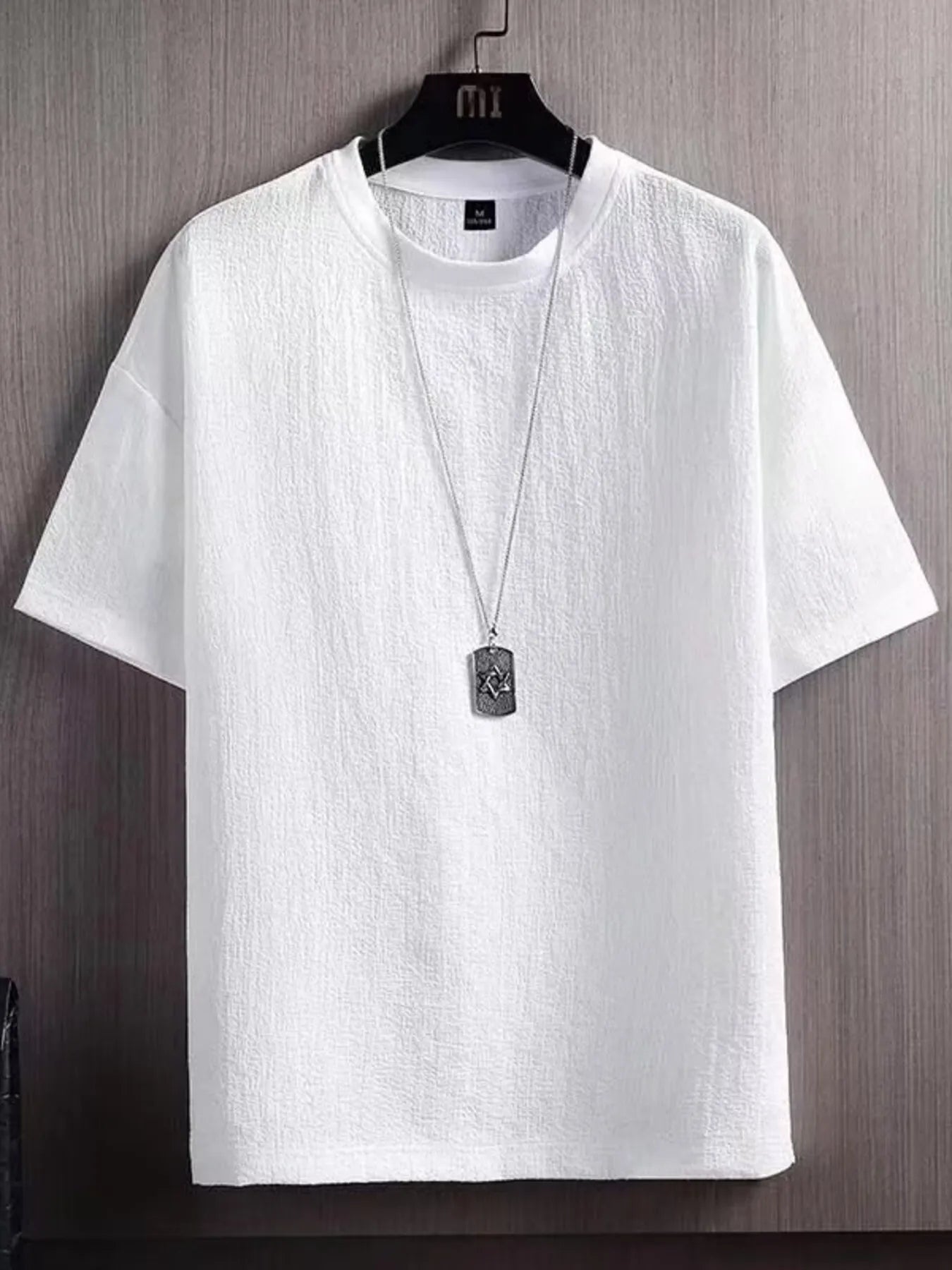 Men's Plus Size Textured Round Neck T-Shirt