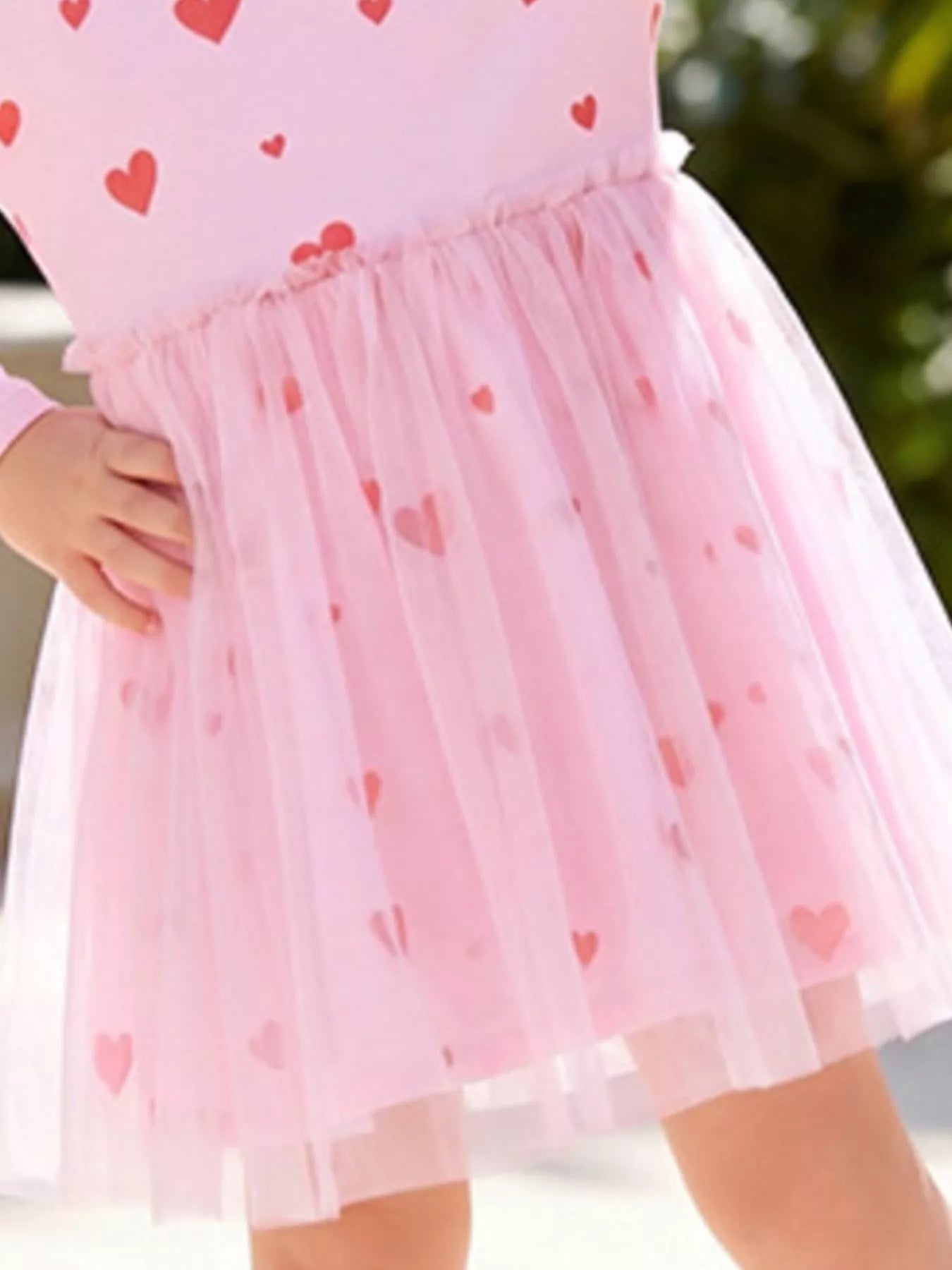 Children's Heart Print Tulle Dress