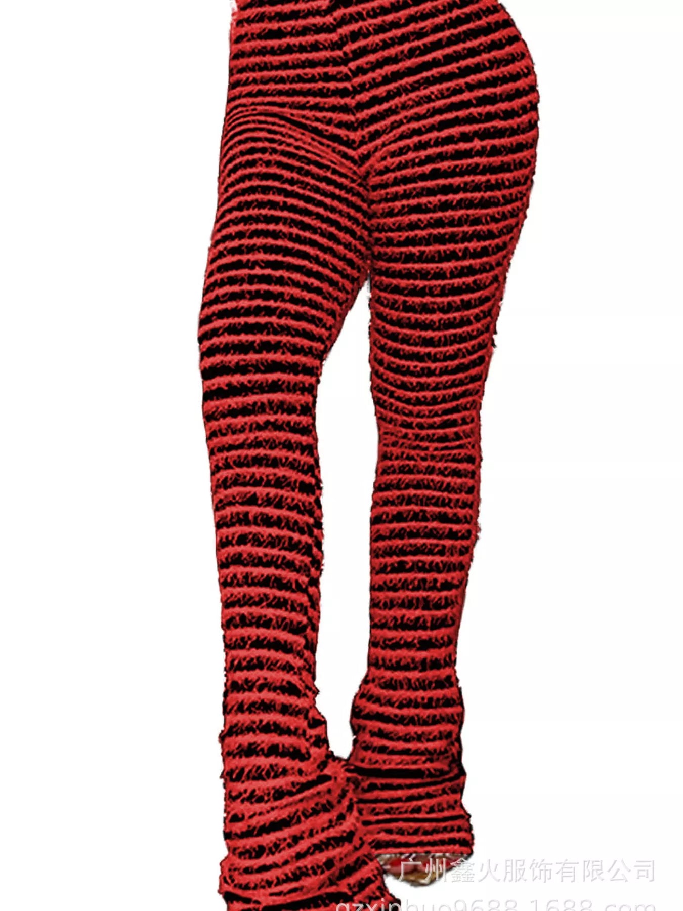 Striped Fuzzy Textured Knit Pants
