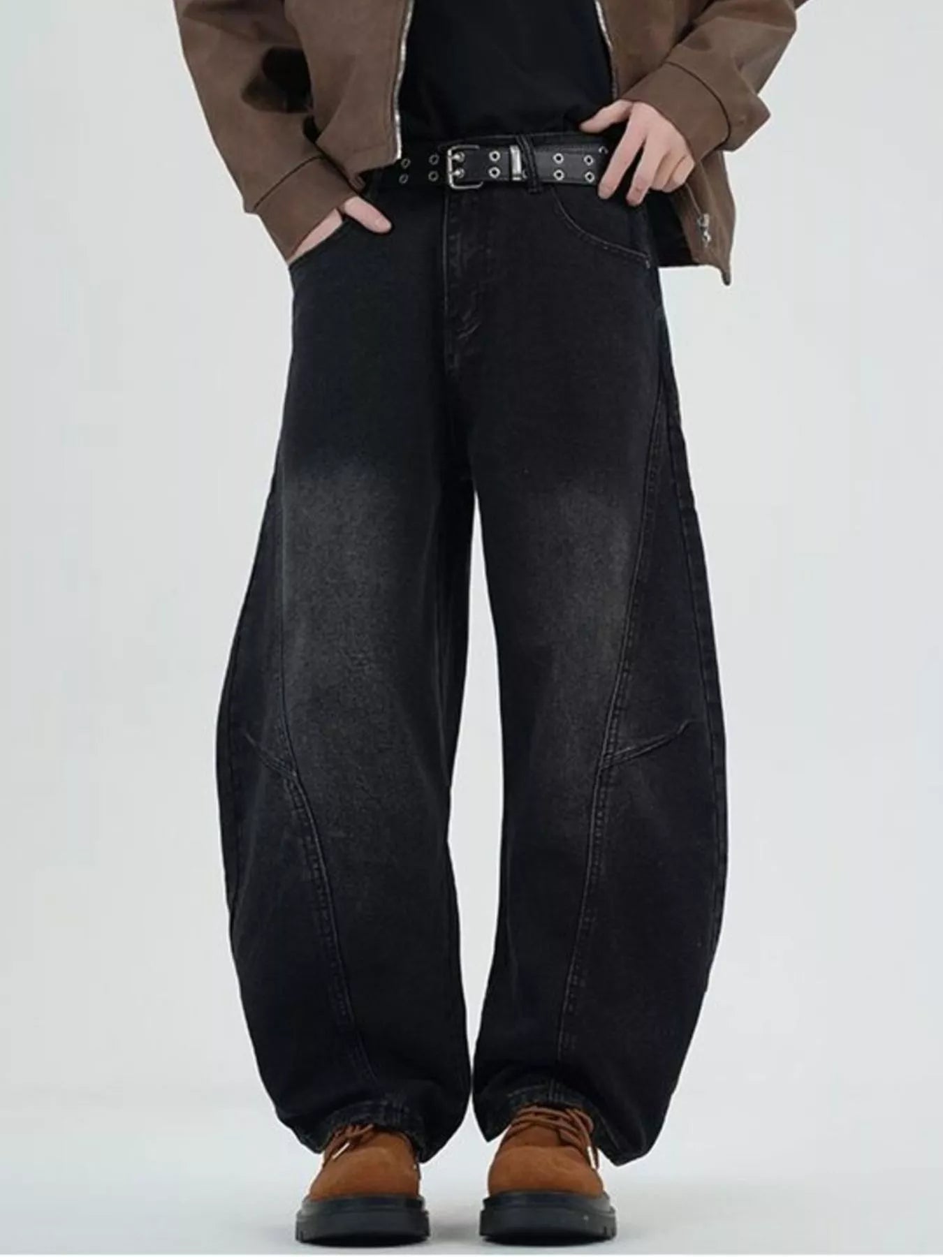 Men's Full Size Washed Wide Leg Jeans Plus Size